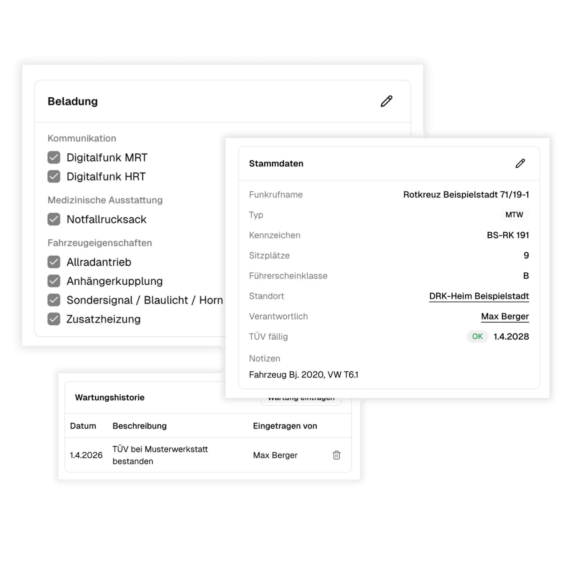Fahrzeugdetails und Stammdaten