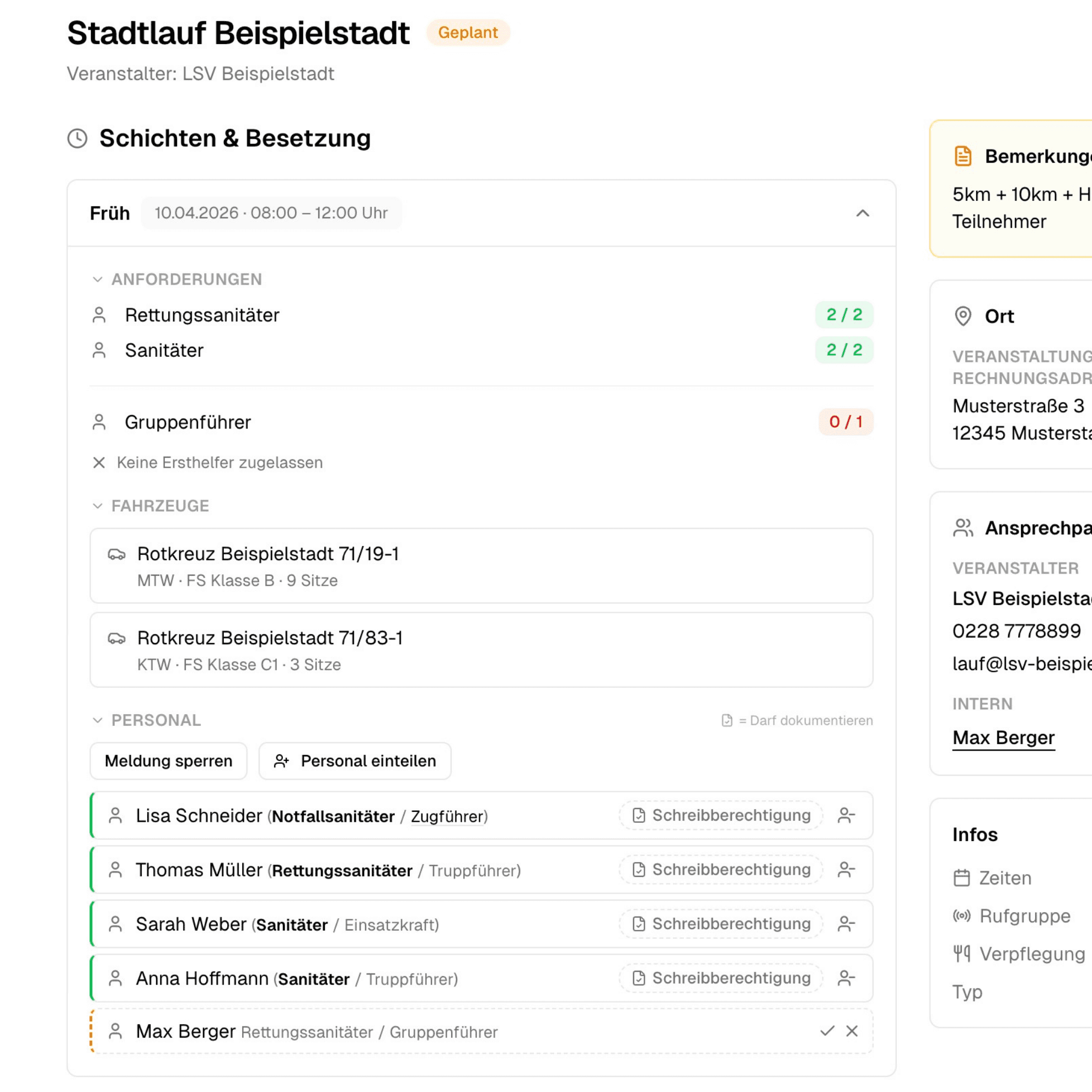 Personalplanung im Sanitätsdienst